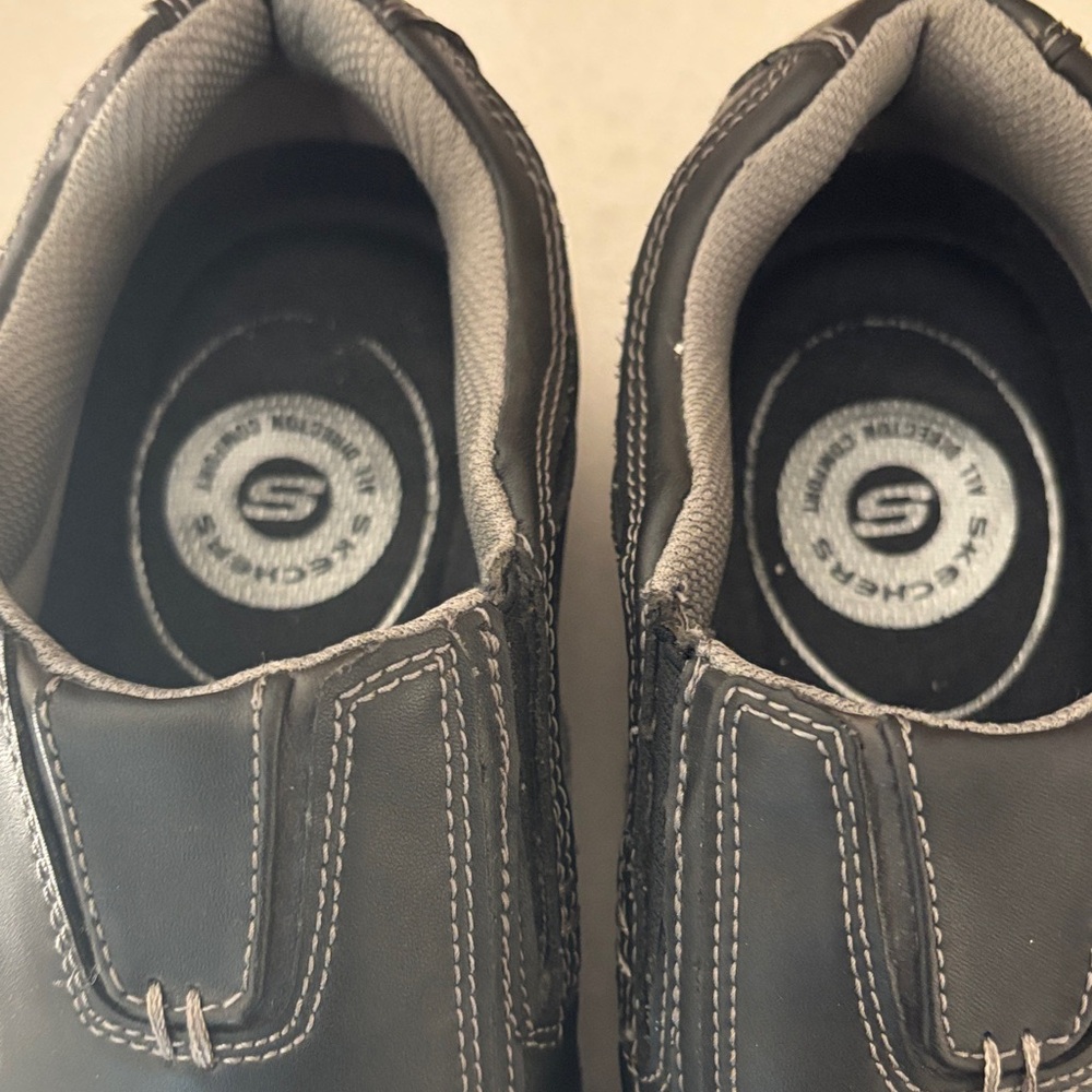 Skechers Men’s Black Slip-On Loafers with Contrast Stitching